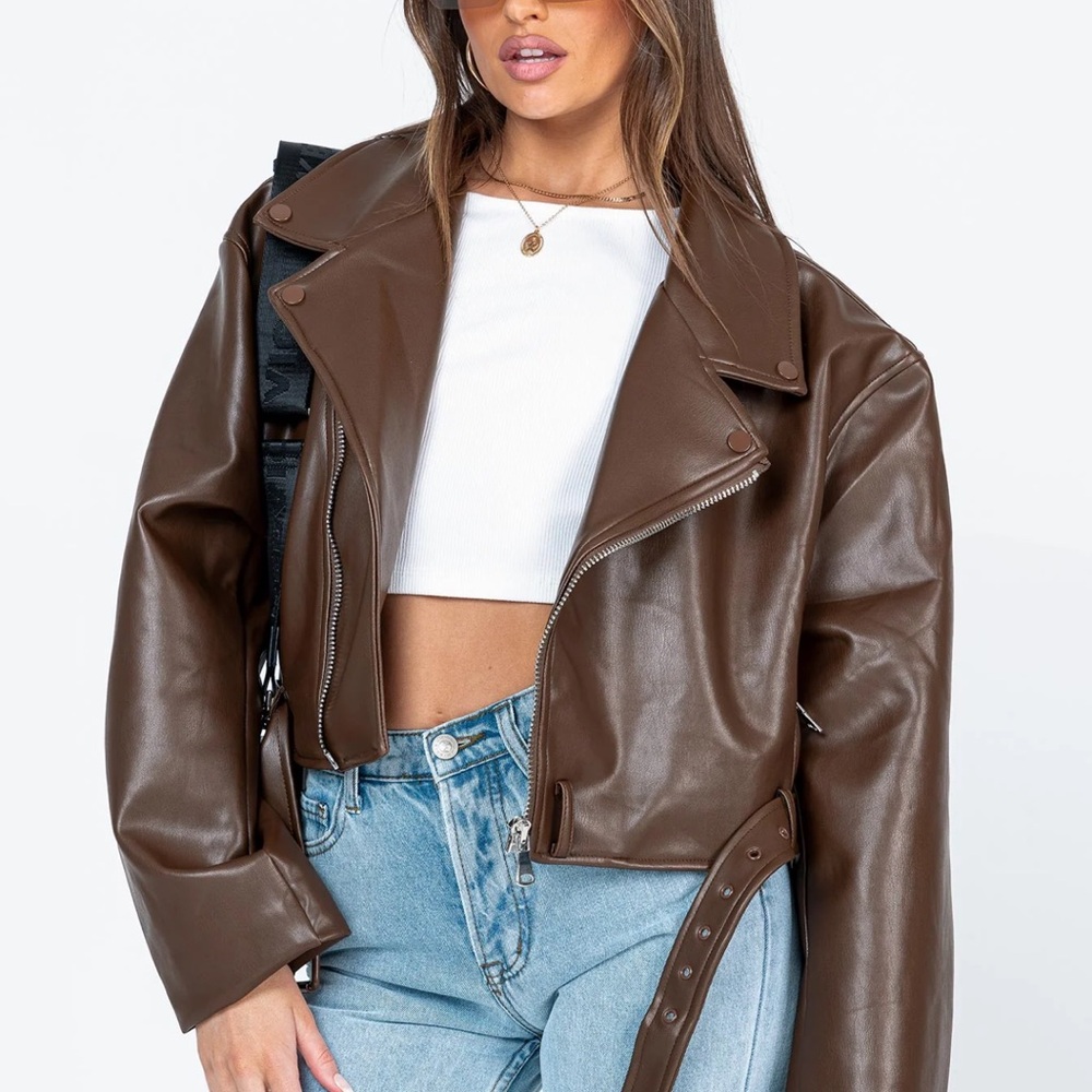 Princess Polly Chocolate Leather Jacket